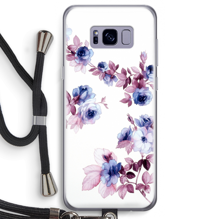 Waterverf bloemen: Samsung Galaxy S8 Transparant Hoesje met koord