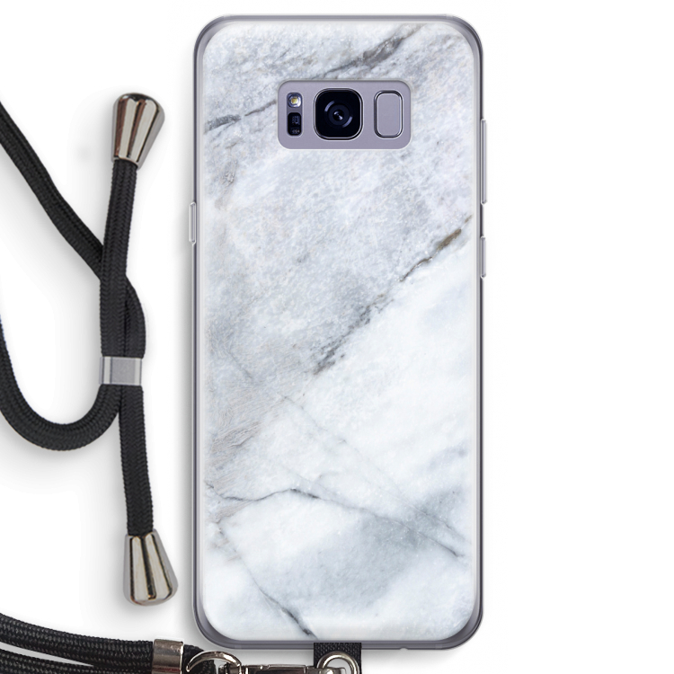 Witte marmer: Samsung Galaxy S8 Transparant Hoesje met koord