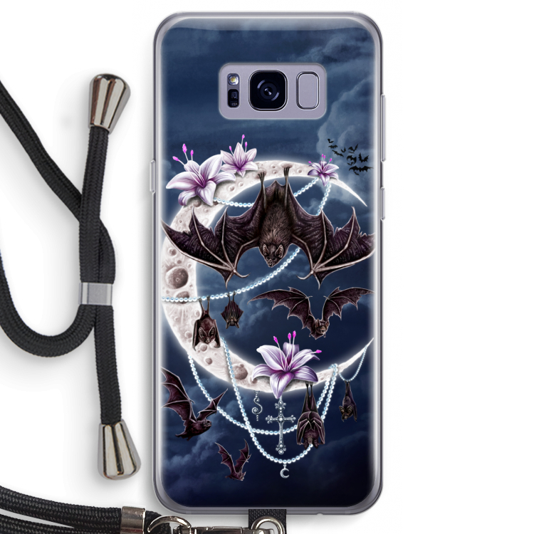 Vleermuizen Maan: Samsung Galaxy S8 Transparant Hoesje met koord