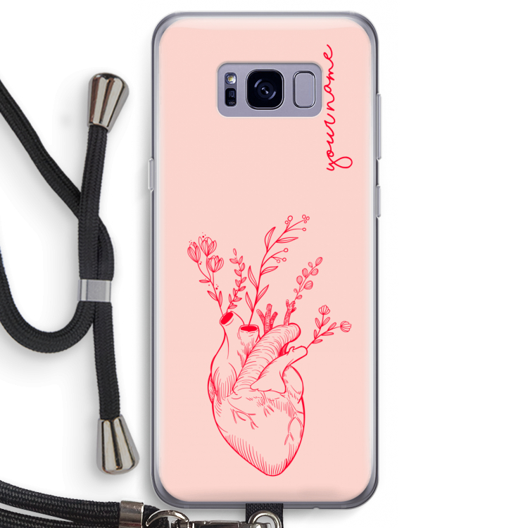 Blooming Heart: Samsung Galaxy S8 Transparant Hoesje met koord