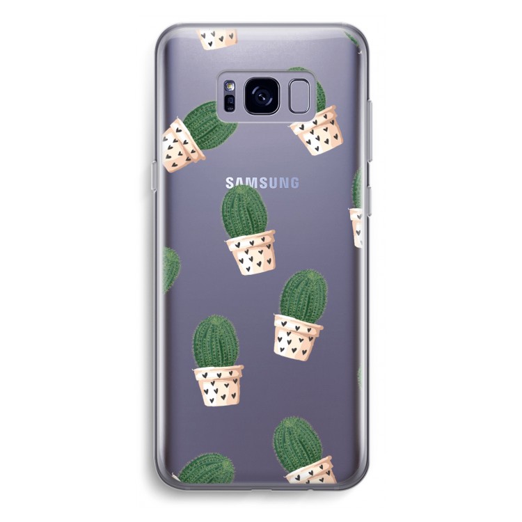 Cactusprint roze: Samsung Galaxy S8 Plus Transparant Hoesje
