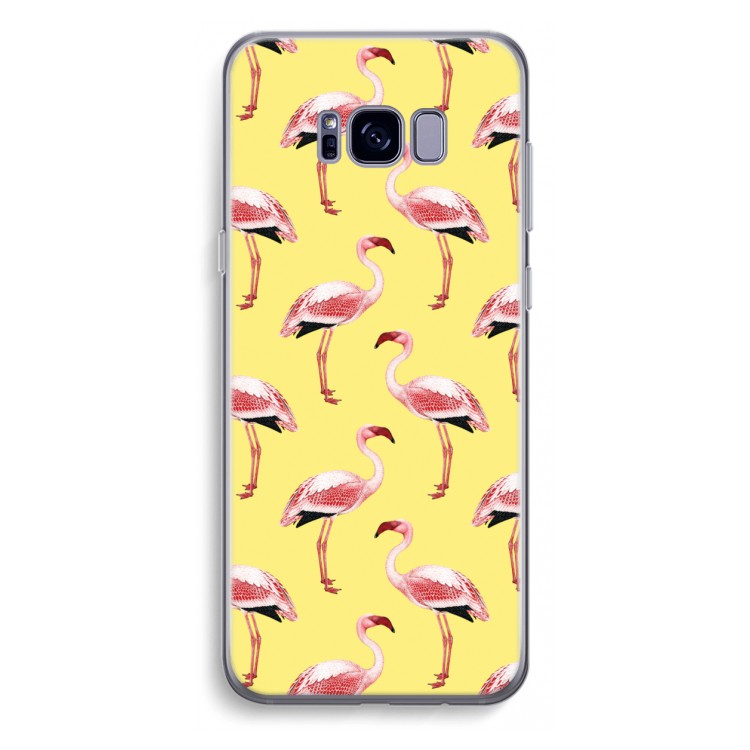 Flamingo's geel: Samsung Galaxy S8 Plus Transparant Hoesje