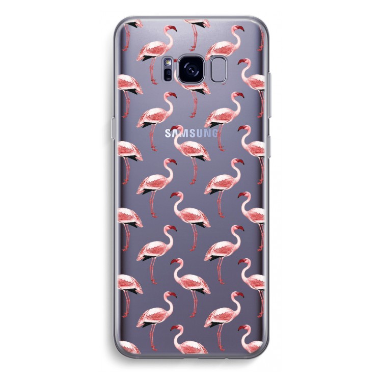 Flamingoprint groen: Samsung Galaxy S8 Plus Transparant Hoesje