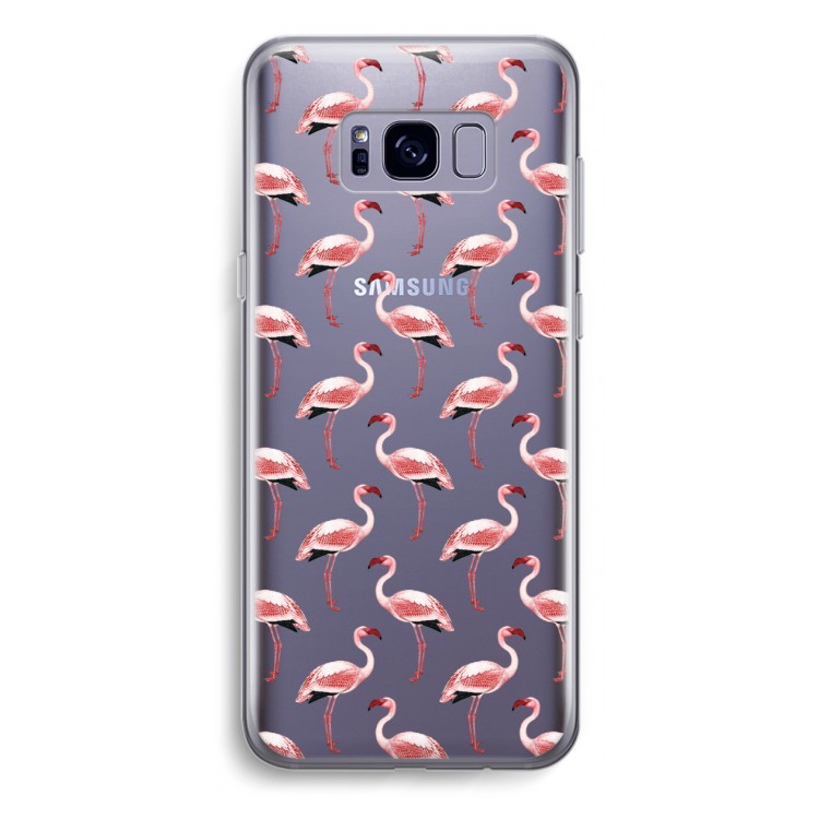 Flamingoprint groen: Samsung Galaxy S8 Plus Transparant Hoesje