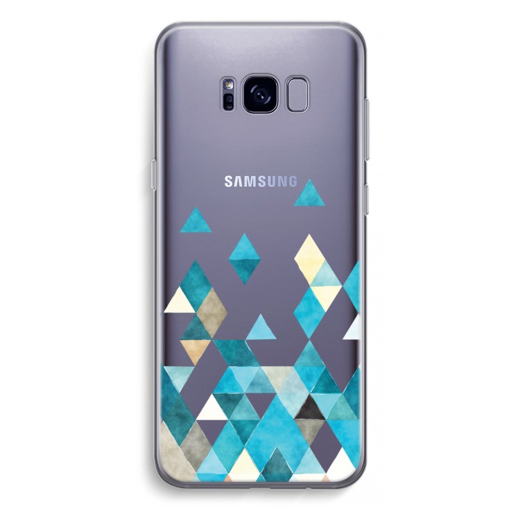 Gekleurde driehoekjes blauw: Samsung Galaxy S8 Plus Transparant Hoesje