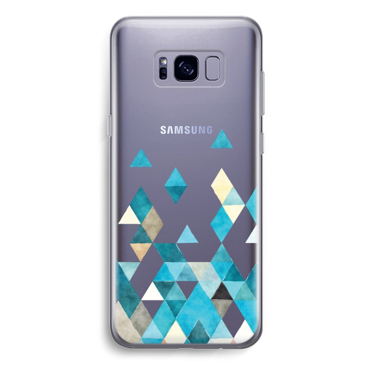 Gekleurde driehoekjes blauw: Samsung Galaxy S8 Plus Transparant Hoesje