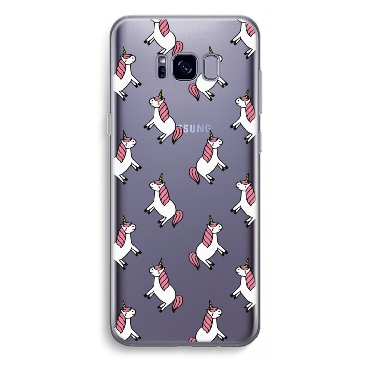 Eenhoorns overal: Samsung Galaxy S8 Plus Transparant Hoesje