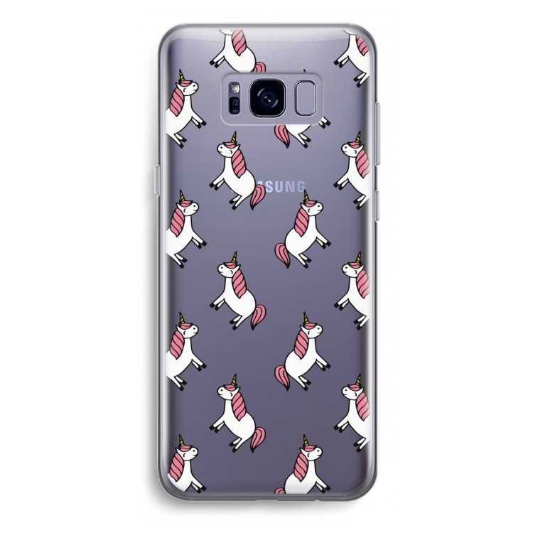 Eenhoorns overal: Samsung Galaxy S8 Plus Transparant Hoesje