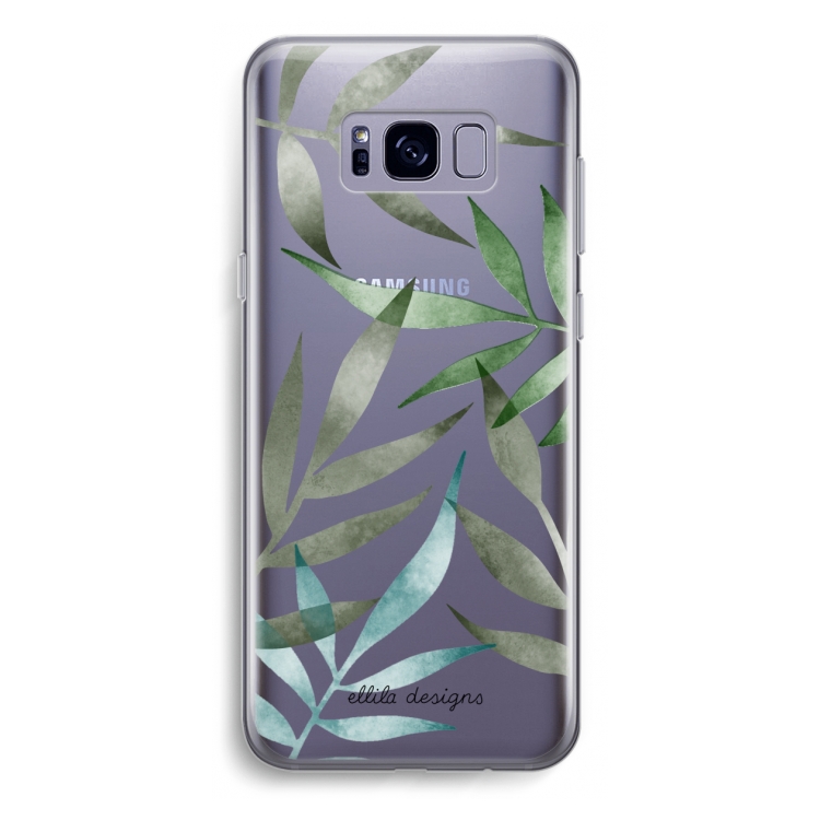 Tropical watercolor leaves: Samsung Galaxy S8 Plus Transparant Hoesje