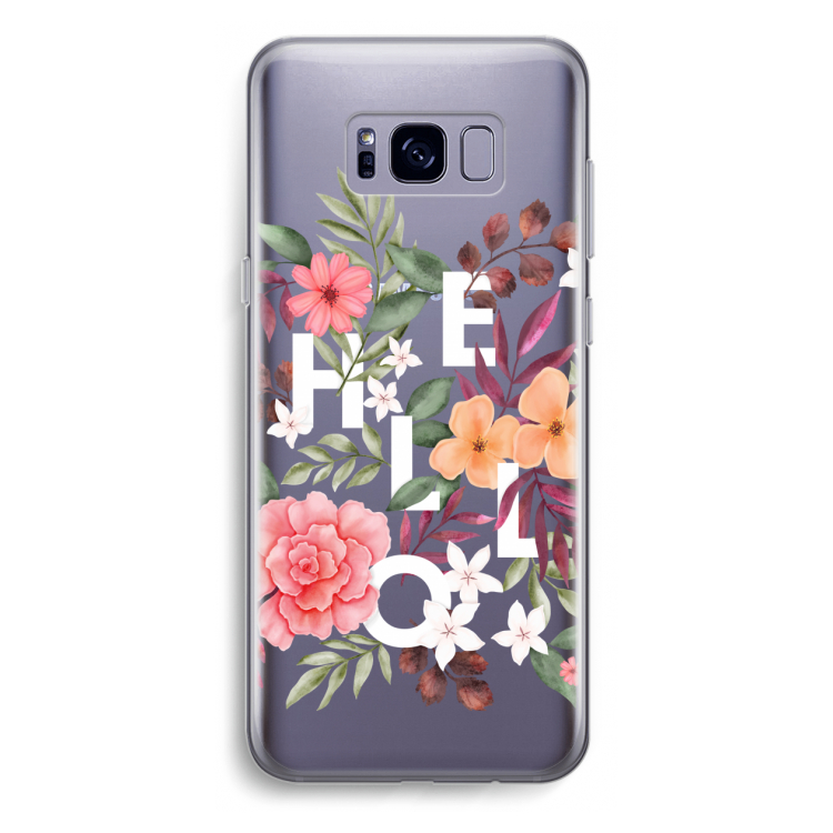 Hello in flowers: Samsung Galaxy S8 Plus Transparant Hoesje