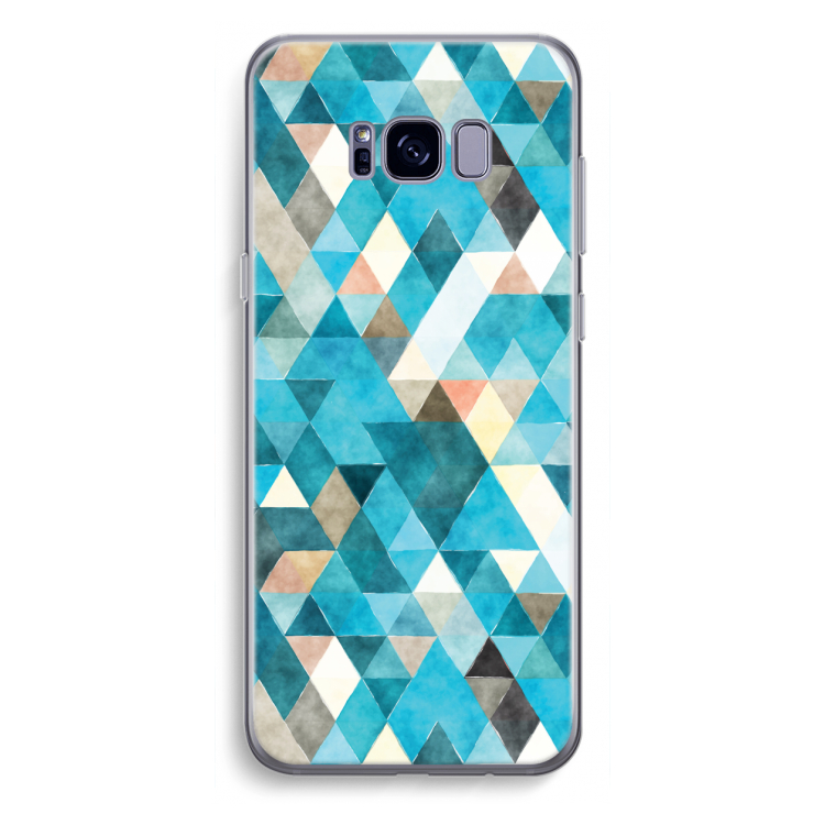 Gekleurde driehoekjes blauw: Samsung Galaxy S8 Plus Transparant Hoesje