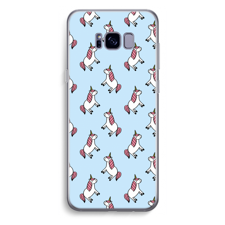 Eenhoorns overal: Samsung Galaxy S8 Plus Transparant Hoesje