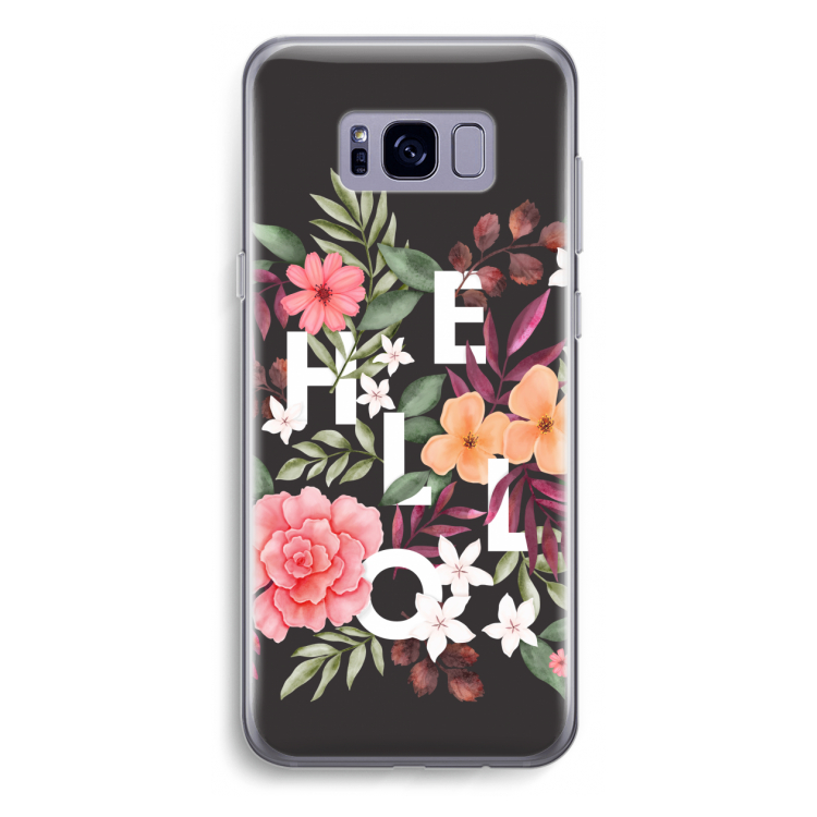 Hello in flowers: Samsung Galaxy S8 Plus Transparant Hoesje