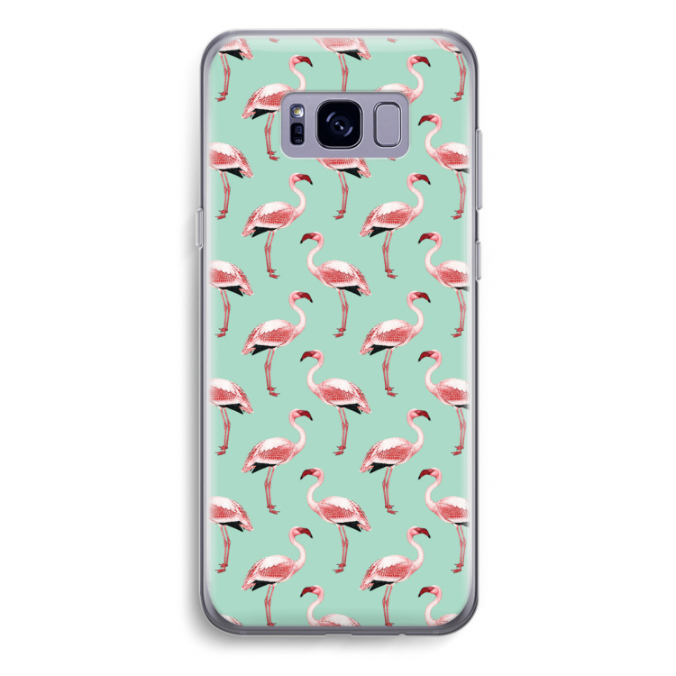 Flamingoprint groen: Samsung Galaxy S8 Plus Transparant Hoesje