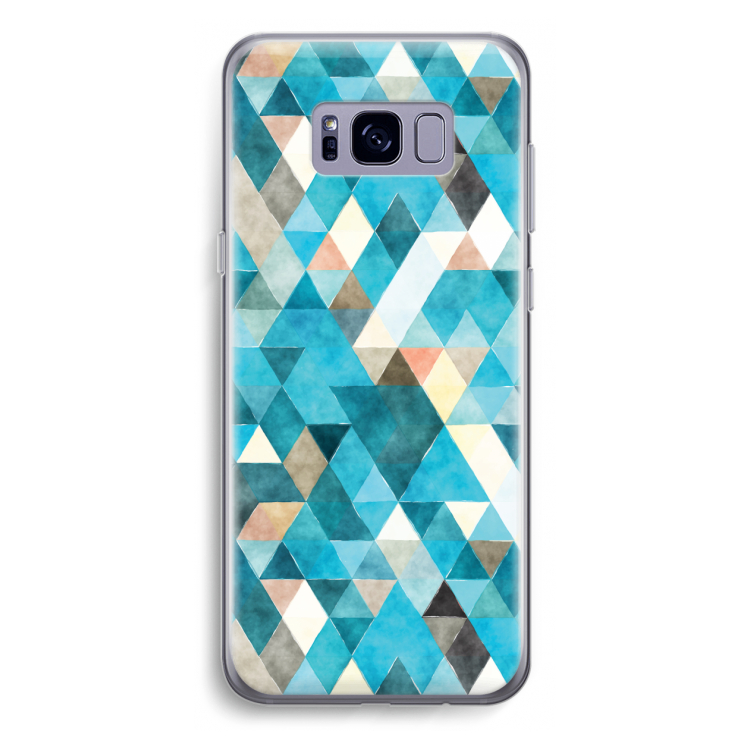 Gekleurde driehoekjes blauw: Samsung Galaxy S8 Plus Transparant Hoesje
