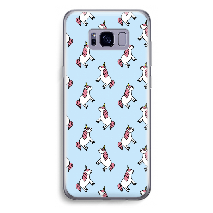 Eenhoorns overal: Samsung Galaxy S8 Plus Transparant Hoesje