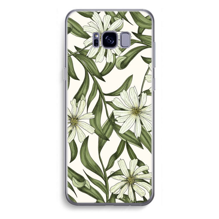 Wit bloemenpatroon: Samsung Galaxy S8 Plus Transparant Hoesje