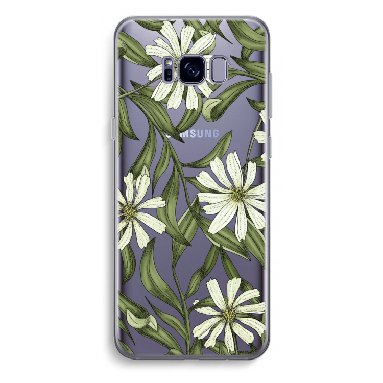Wit bloemenpatroon: Samsung Galaxy S8 Plus Transparant Hoesje