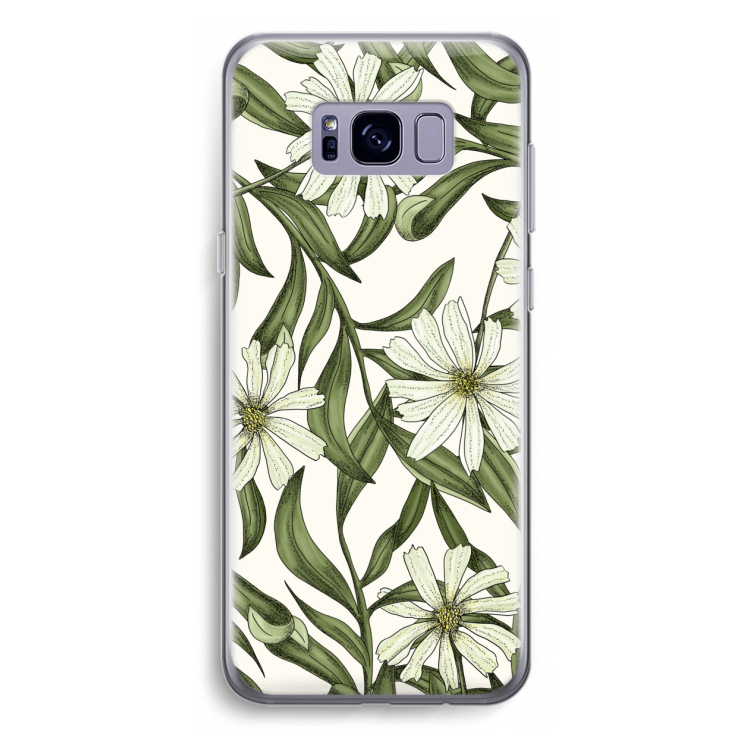 Wit bloemenpatroon: Samsung Galaxy S8 Plus Transparant Hoesje