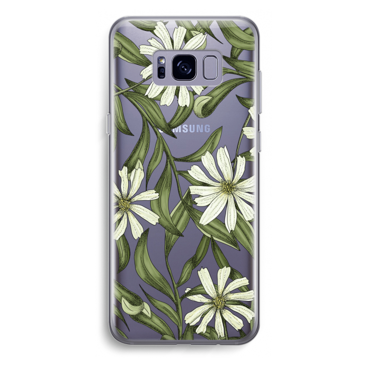 Wit bloemenpatroon: Samsung Galaxy S8 Plus Transparant Hoesje