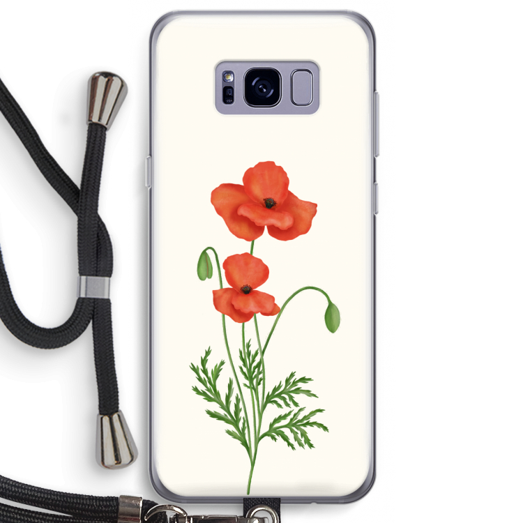 Red poppy: Samsung Galaxy S8 Plus Transparant Hoesje met koord