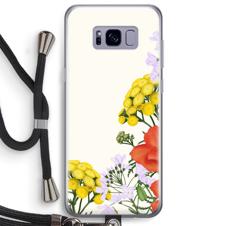 Wilde bloemen: Samsung Galaxy S8 Plus Transparant Hoesje met koord