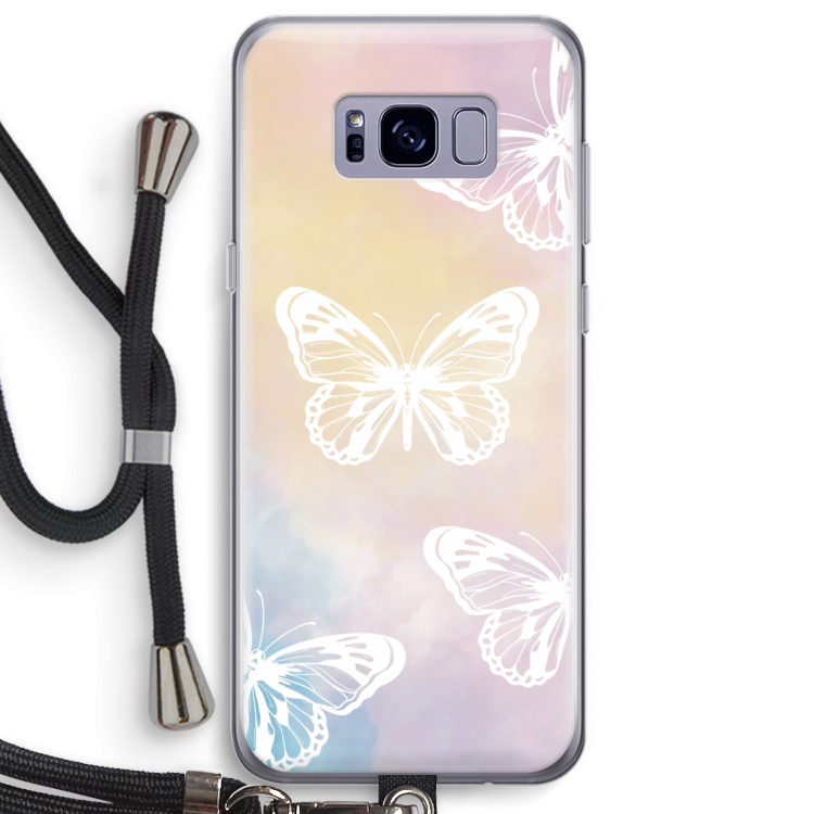 White butterfly: Samsung Galaxy S8 Plus Transparant Hoesje met koord