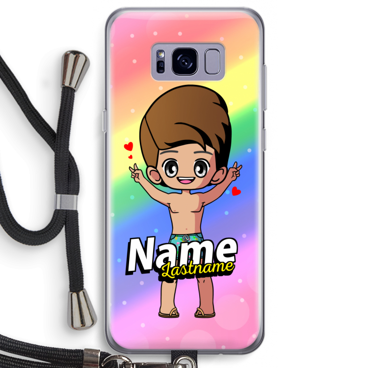 Chibi Maker man: Samsung Galaxy S8 Plus Transparant Hoesje met koord