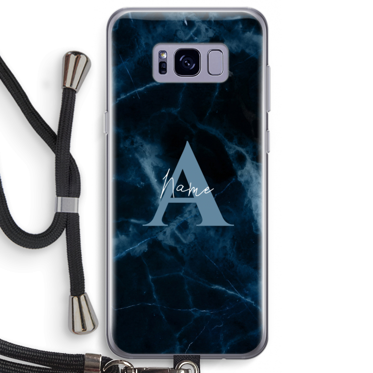 Midnight Marble: Samsung Galaxy S8 Plus Transparant Hoesje met koord