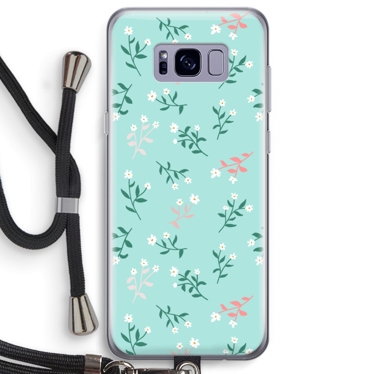 Small white flowers: Samsung Galaxy S8 Plus Transparant Hoesje met koord