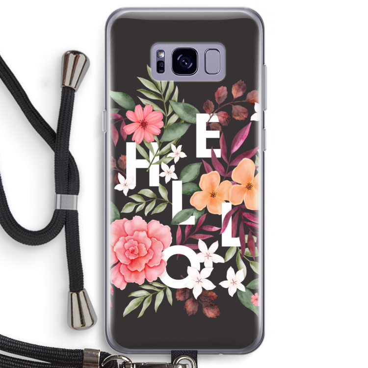 Hello in flowers: Samsung Galaxy S8 Plus Transparant Hoesje met koord