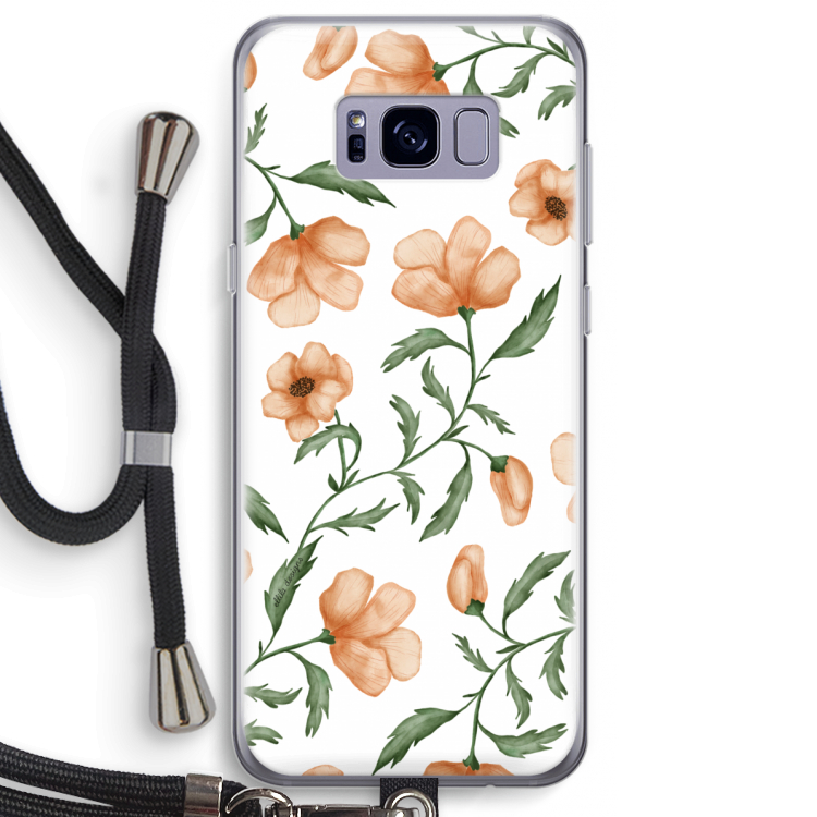 Peachy flowers: Samsung Galaxy S8 Plus Transparant Hoesje met koord