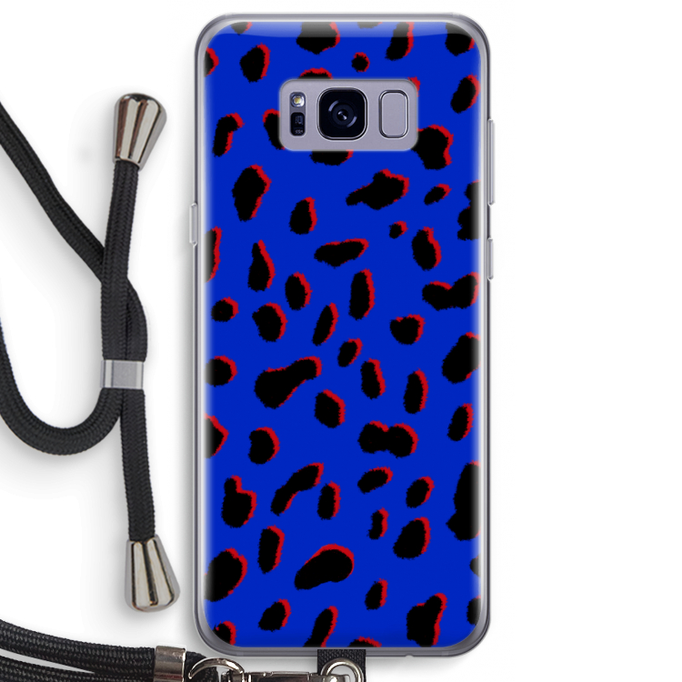 Blue Leopard: Samsung Galaxy S8 Plus Transparant Hoesje met koord