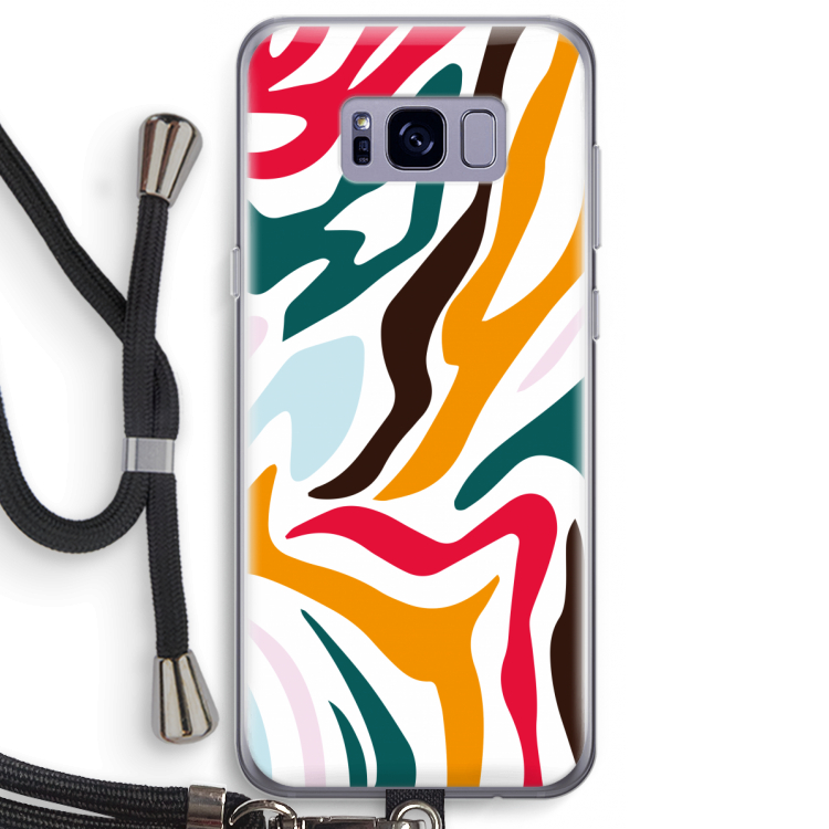 Colored Zebra: Samsung Galaxy S8 Plus Transparant Hoesje met koord