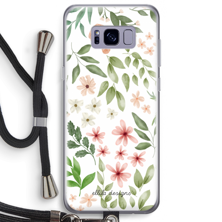 Botanical sweet flower heaven: Samsung Galaxy S8 Plus Transparant Hoesje met koord