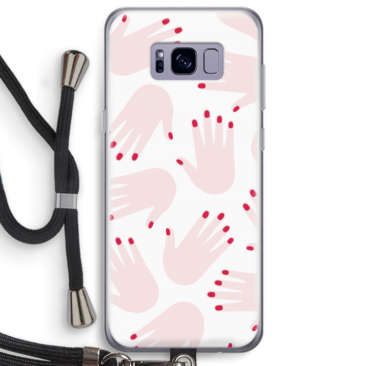 Hands pink: Samsung Galaxy S8 Plus Transparant Hoesje met koord