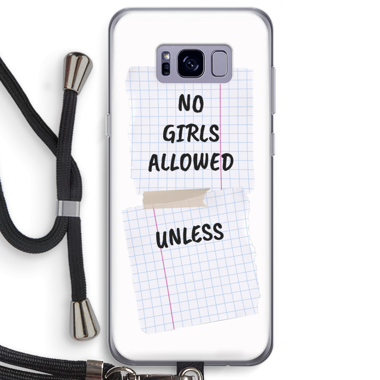 No Girls Allowed Unless: Samsung Galaxy S8 Plus Transparant Hoesje met koord