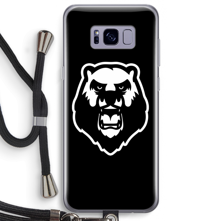 Angry Bear (black): Samsung Galaxy S8 Plus Transparant Hoesje met koord