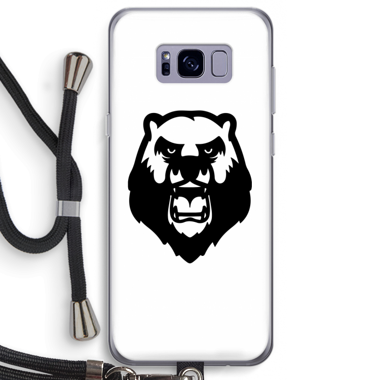 Angry Bear (white): Samsung Galaxy S8 Plus Transparant Hoesje met koord