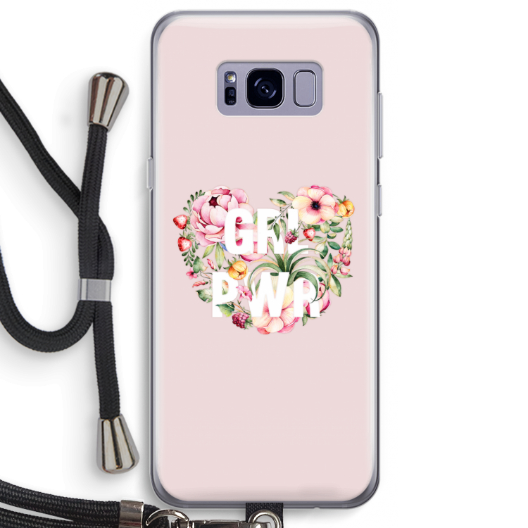 GRL PWR Flower: Samsung Galaxy S8 Plus Transparant Hoesje met koord