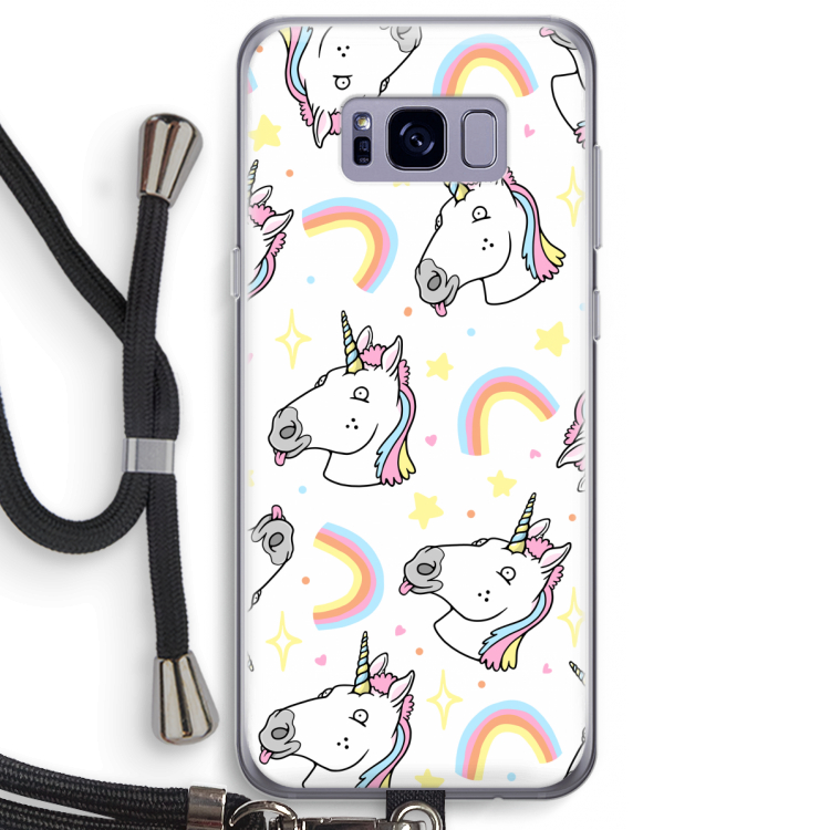 Rainbow Unicorn: Samsung Galaxy S8 Plus Transparant Hoesje met koord