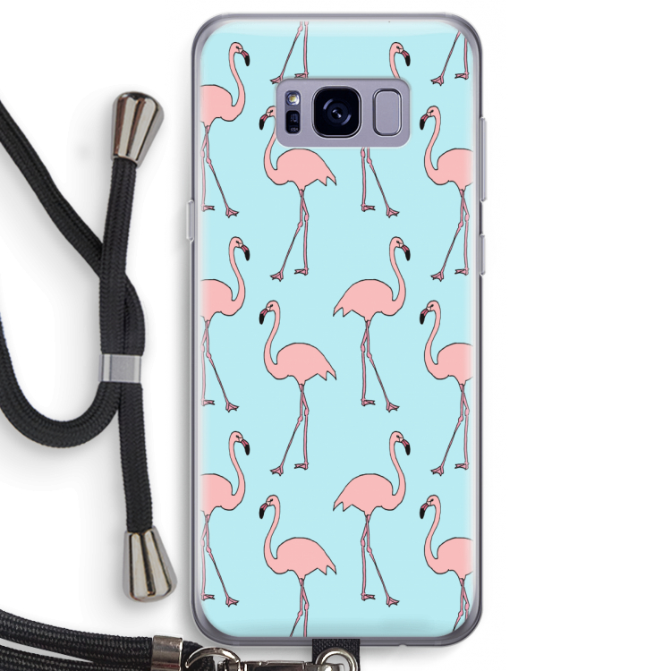 Anything Flamingoes: Samsung Galaxy S8 Plus Transparant Hoesje met koord