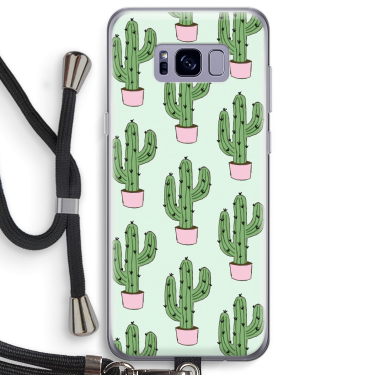 Cactus Lover: Samsung Galaxy S8 Plus Transparant Hoesje met koord