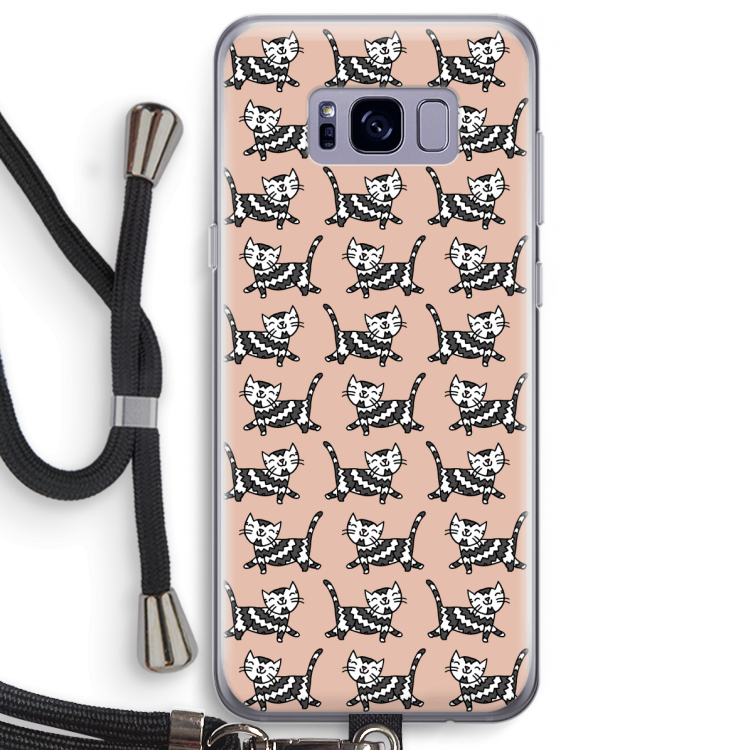 Zwarte poes: Samsung Galaxy S8 Plus Transparant Hoesje met koord