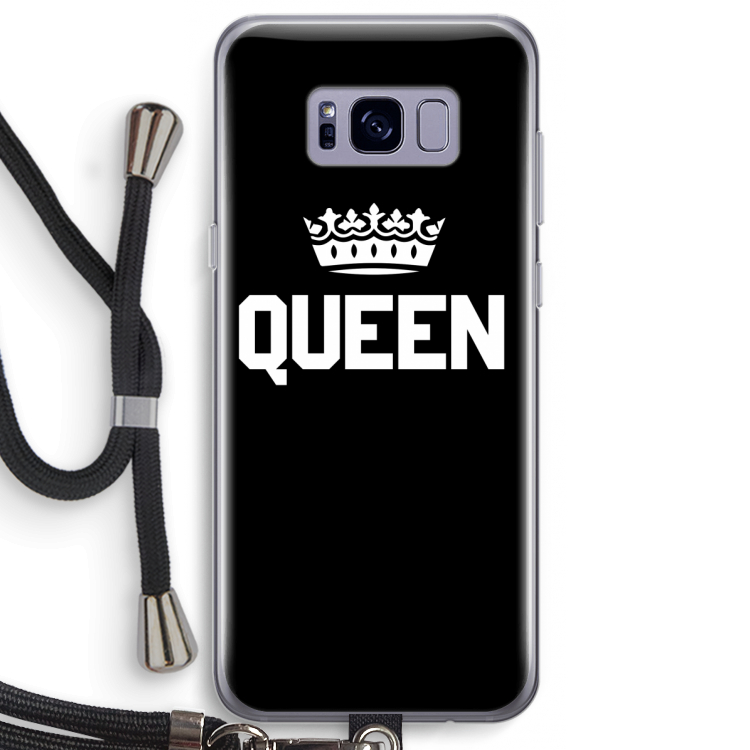 Queen zwart: Samsung Galaxy S8 Plus Transparant Hoesje met koord