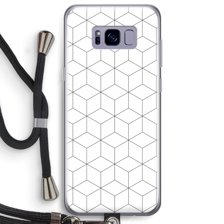 Zwart-witte kubussen: Samsung Galaxy S8 Plus Transparant Hoesje met koord