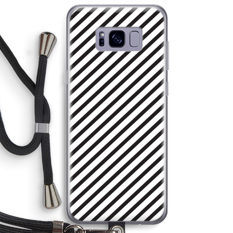 Strepen zwart-wit: Samsung Galaxy S8 Plus Transparant Hoesje met koord