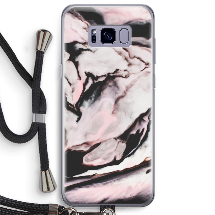 Roze stroom: Samsung Galaxy S8 Plus Transparant Hoesje met koord