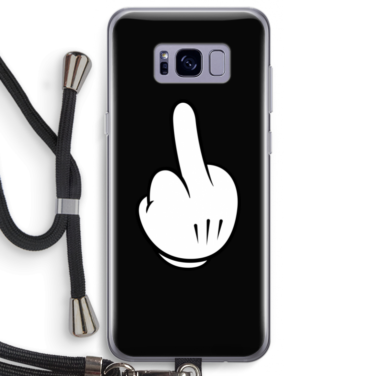 Middle finger black: Samsung Galaxy S8 Plus Transparant Hoesje met koord