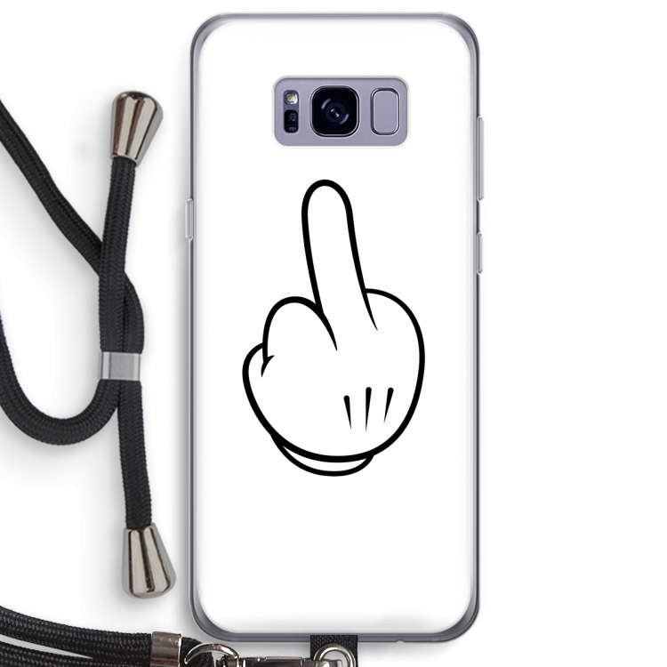 Middle finger white: Samsung Galaxy S8 Plus Transparant Hoesje met koord